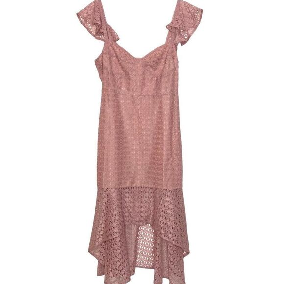 Line & Dot Valentina Mauve Pink Revolve A-Line Hi-Low Sleeveless Dress Size L - Picture 2 of 6